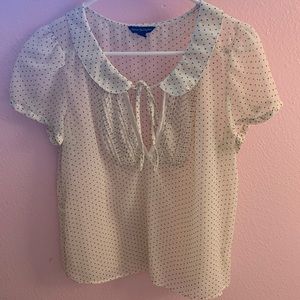 American Eagle see through cream blouse